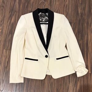 bebe Cream Blazer with Black Collar